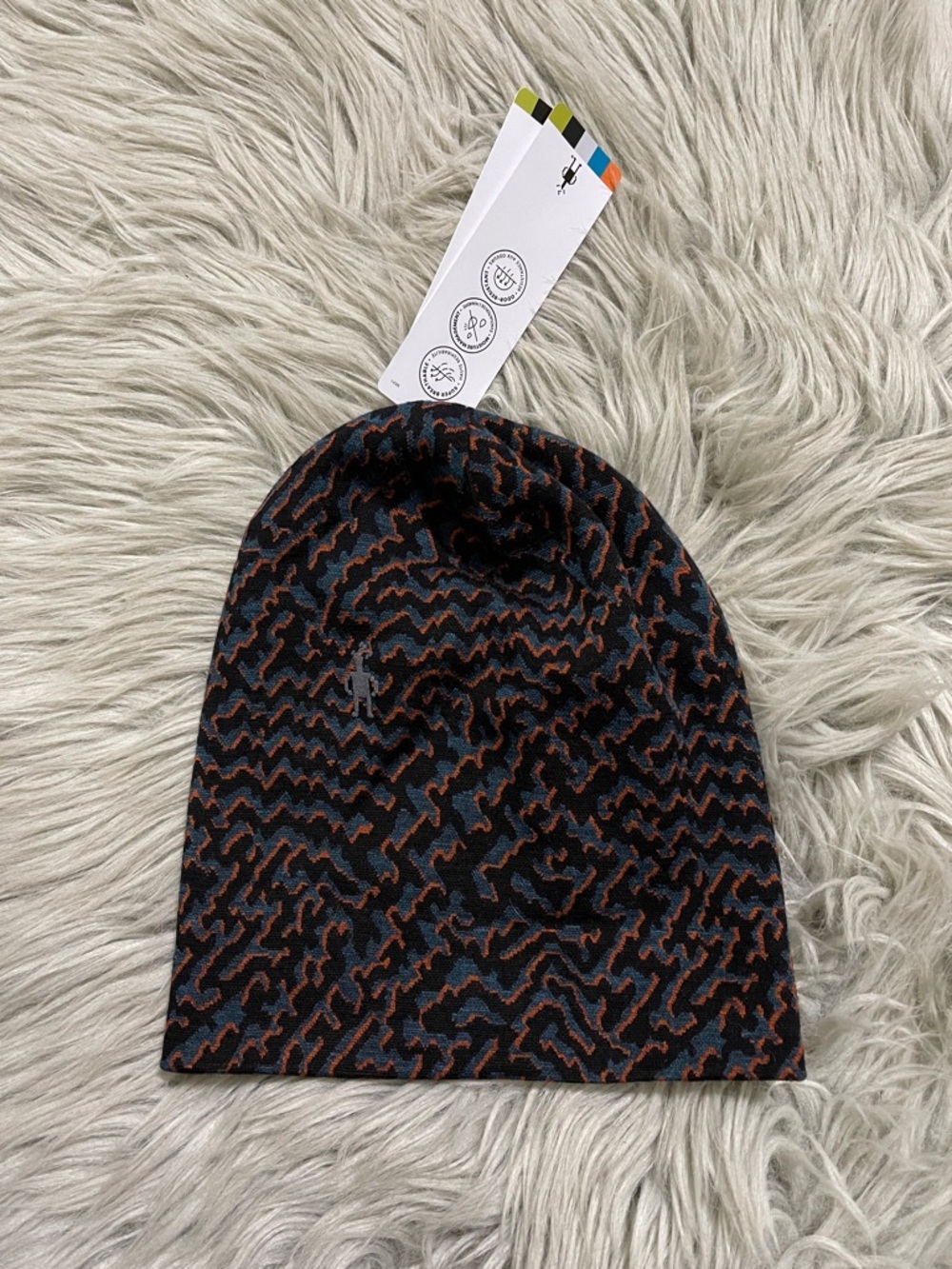 Smartwool Kids Patterned Beanie - Black & Orange